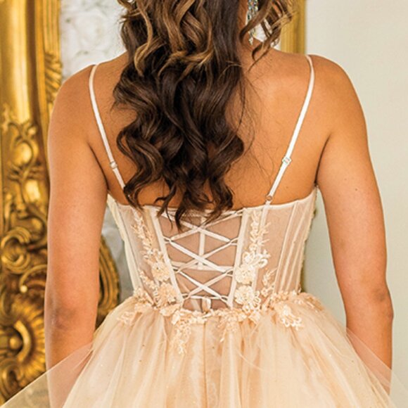 New Pink Spaghetti Strapped Homecoming Tulle Dress w/ Lace Up Back DQ 3416 - Picture 5 of 9